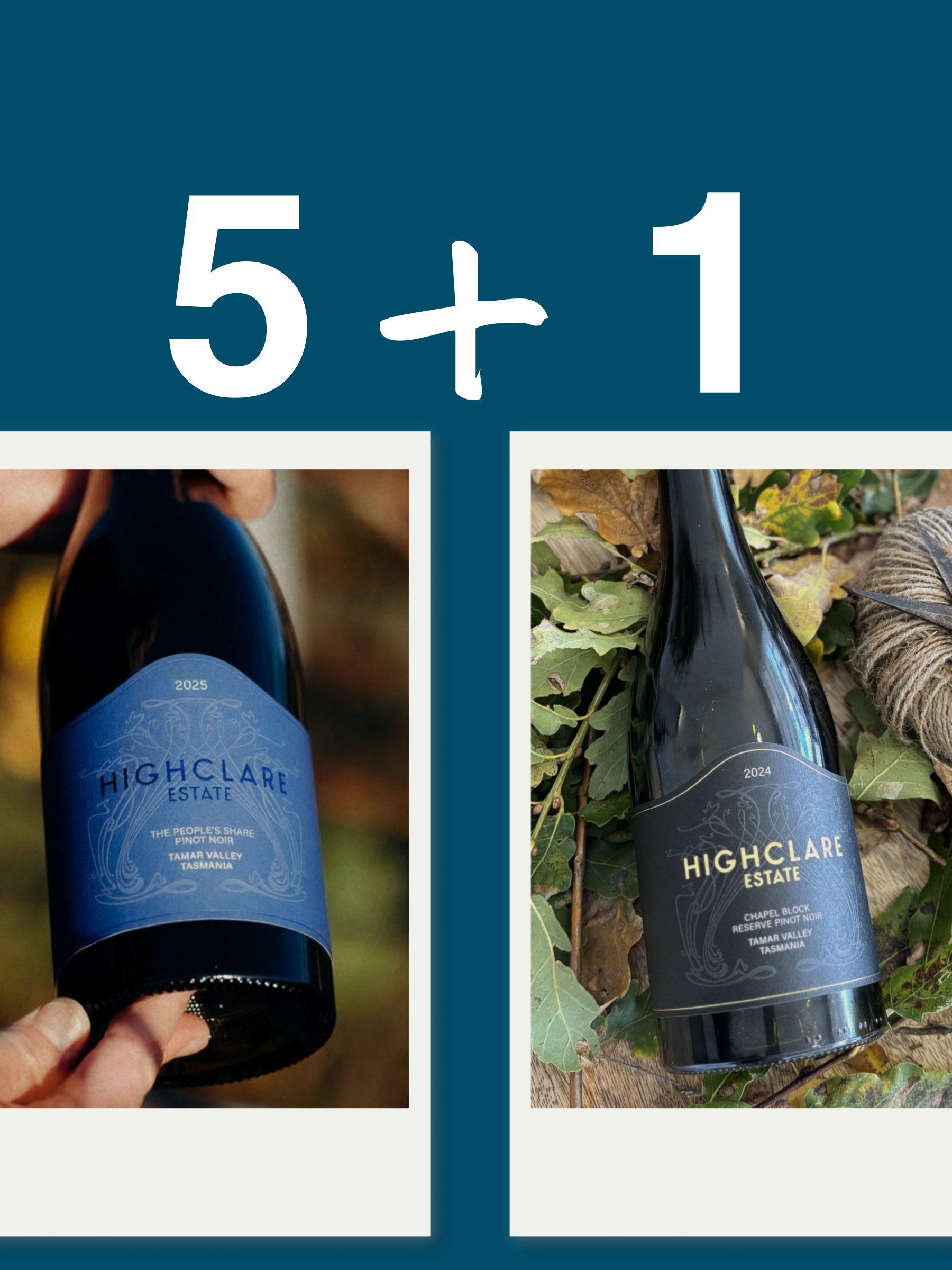 Highclare Estate Pinot Noir bottles with 5+1 offer